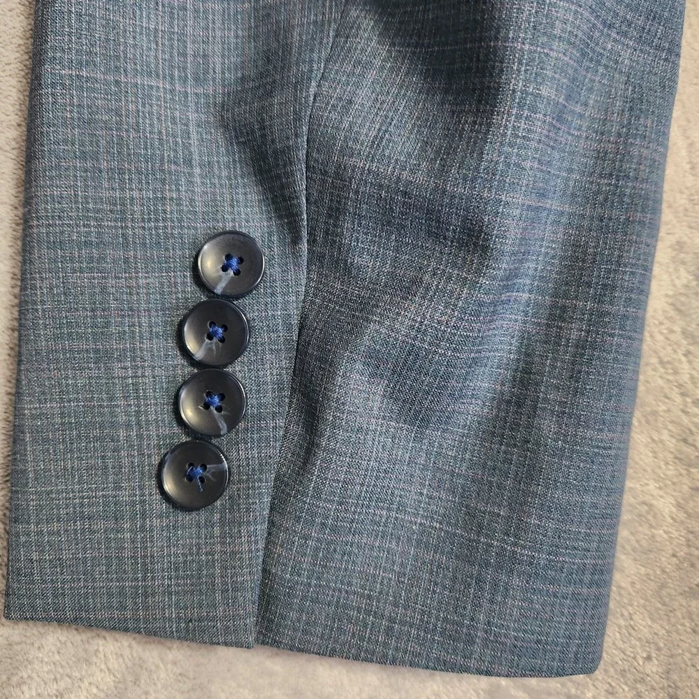 New Nordstrom Trim Fit Blazer Zignone Italian Virgin Wool Blue Glen Plaid 40R